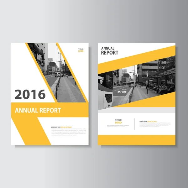 Dépliant jaune Brochure Modèle de dépliant Format A4, modèle de présentation de couverture de livre de rapport annuel, gabarits de présentation jaune abstrait — Image vectorielle