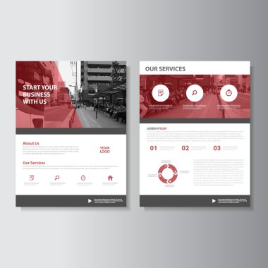 Kırmızı vektör dergisi yıllık rapor broşür broşür ve ilan şablon tasarım, kitap kapak düzeni tasarımı, soyut yeşil sunu şablonları