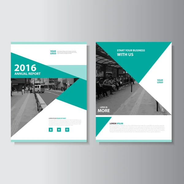 Yeşil vektör yıllık rapor broşür broşür ve ilan şablon tasarım, kitap kapak düzeni tasarımı, soyut yeşil sunu şablonları — Stok Vektör