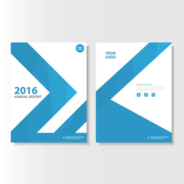 Niebieski trójkąt wektor roczne sprawozdanie ulotki Broszury ulotki szablon projektu, projekt layoutu okładki książki, szablony prezentacji niebieski streszczenie — Wektor stockowy