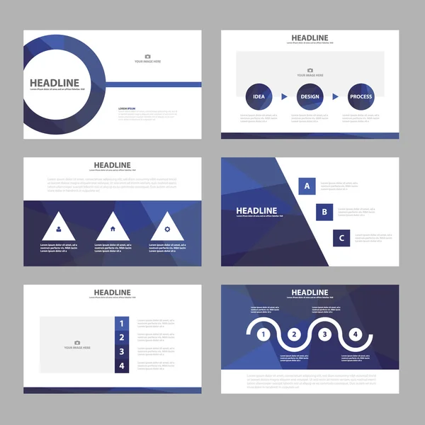 Plantillas de presentación púrpura Elementos infográficos Juego de diseño plano para folleto Folleto publicitario — Vector de stock