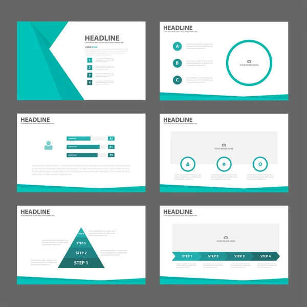 Grüne Präsentationsvorlagen Infografik Elemente flaches Design Set für Broschüre Flyer Broschüre Marketing Werbung — Stockvektor