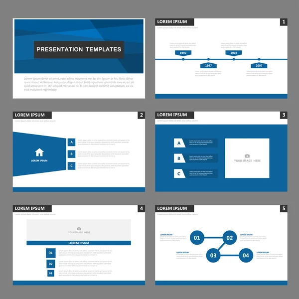 Μπλε παρουσίαση πρότυπα Infographic στοιχεία επίπεδη σχεδίαση που για το φυλλάδιο οδηγιών Φέιγ βολάν μάρκετινγκ διαφήμισης — Διανυσματικό Αρχείο