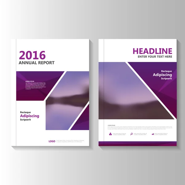 Rapport annuel Purple Vector Brochure Brochure Modèle de dépliant, conception de la couverture du livre, modèles de présentation abstraits violet — Image vectorielle