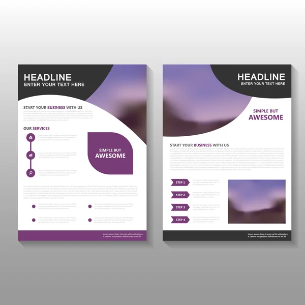 Purple Vector Proposta de negócio Folheto Folheto Projeto de modelo de folheto, design de layout de capa de livro, Abstract purple presentation annual report templates — Vetor de Stock