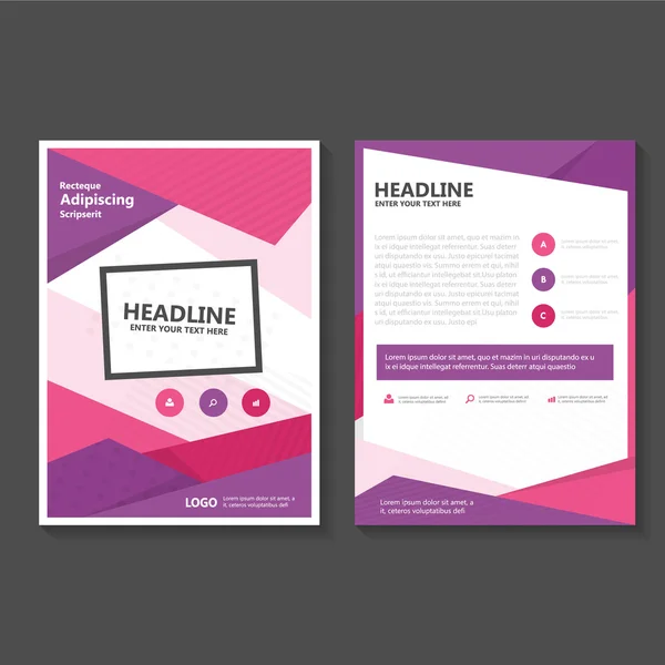 Μωβ ροζ διάνυσμα φυλλάδιο φυλλάδιο Flyer πρότυπο σχεδιασμού, βιβλίο σχέδιο του εξωφύλλου διάταξη, αφηρημένο μωβ ροζ παρουσίαση πρότυπα — Διανυσματικό Αρχείο