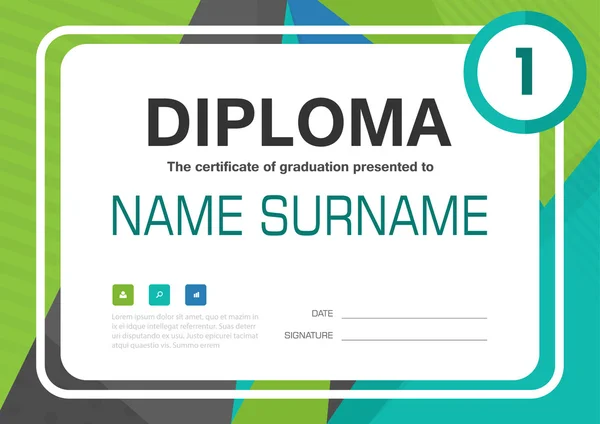 Azul verde preto A4 Diploma certificado fundo modelo layout design — Vetor de Stock