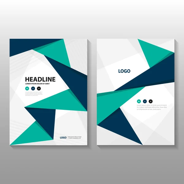 Trojúhelník Green Blue Vector výroční zpráva leták Brochure Flyer šablony design, návrh rozložení knihy, abstraktní modré prezentace šablony — Stockový vektor