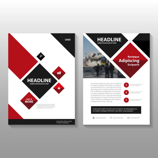 Kırmızı Siyah kare vektör yıllık rapor şablonu tasarım broşür broşür ve ilan, kitap kapak düzeni tasarımı, soyut kırmızı siyah sunu şablonları — Stok Vektör
