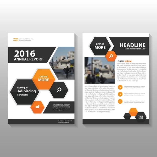 Orange black Vector annual report Brochure Brochure Flyer template design, book cover layout design, Abstract blue presentation templates — Image vectorielle