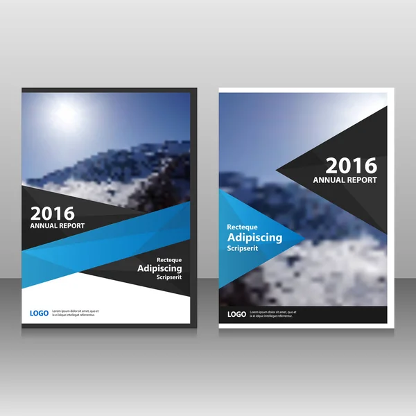 Blue black Relazione annuale vettoriale Opuscolo Brochure Flyer template design, book cover layout design, Astratto blu nero modelli di presentazione — Vettoriale Stock