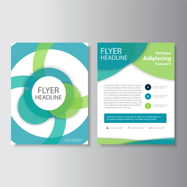 Groen blauwe Vector jaarverslag sjabloon Leaflet Brochure folder ontwerpsjablonen, boek cover lay-outontwerp, Abstract groene presentatie — Stockvector