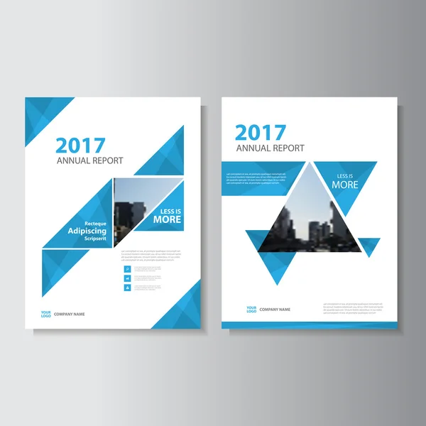 Dreieck blauer Vektor Jahresbericht Broschüre Flyer Vorlage Design, Buchumschlag Layout Design, abstrakte blaue Präsentationsvorlagen — Stockvektor