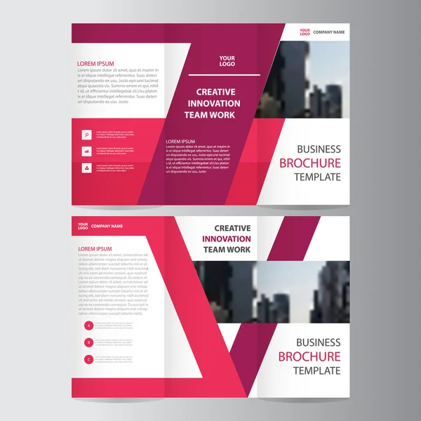 Purple pink elegance business trifold business Leaflet Brochure Flyer template vector minimal flat design set — Stock Vector