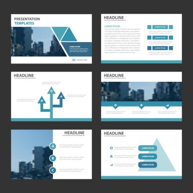 Mavi üçgen sunu şablonları Infographic öğeleri düz tasarım reklam pazarlama broşür el ilanı broşür için ayarla