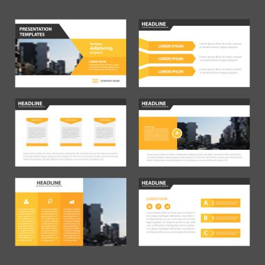 Yellow and orange Infographic elements presentation template flat design set for brochure flyer leaflet clipart