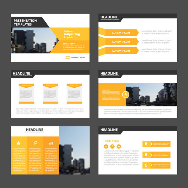 Yellow and orange Infographic elements presentation template flat design set for brochure flyer leaflet