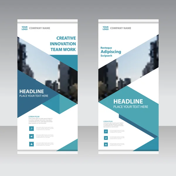 Blå Business rulla upp Banner platt designmall, abstrakta geometriska banner vektor illustration set — Stock vektor