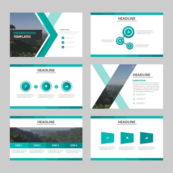 緑の多目的プレゼンテーション テンプレート インフォ グラフィック要素フラット広告をマーケティングのパンフレット チラシ リーフレット デザイン — ストックベクタ