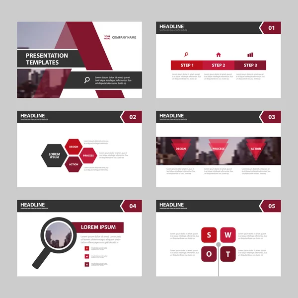 Elementos de infográfico de modelos de apresentação rosa design plano definido para o folheto de panfleto folheto marketing publicidade de roxo — Vetor de Stock