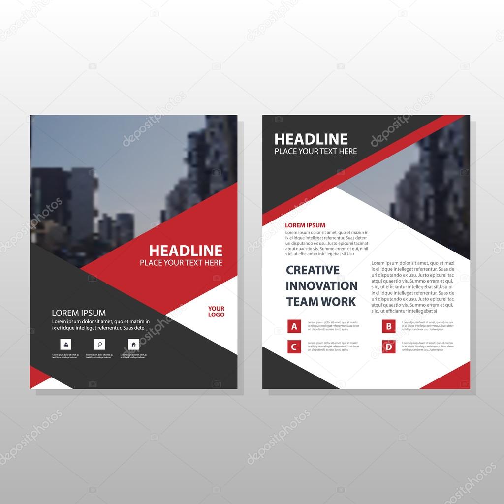 Red black triangle Leaflet Brochure Flyer annual report template design