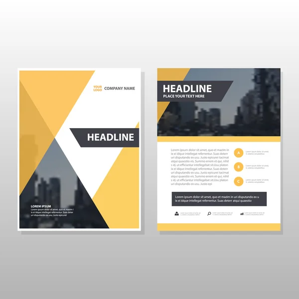 Žlutý trojúhelník vektor výroční zpráva leták Brochure Flyer šablony design, návrh rozložení knihy, abstraktní obchodní prezentace šablony, design velikost a4 — Stockový vektor
