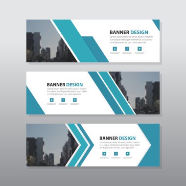 Mavi kurumsal iş banner şablon, yatay reklam iş banner düzen şablonu düz tasarımı Web sitesi tasarımı için temiz modern geometrik arka plan düzen ayarla. basit yaratıcı kapak başlığı