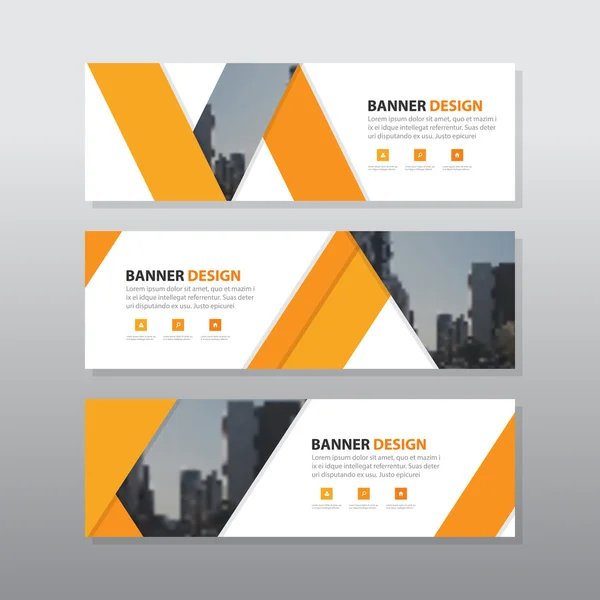 Orange triangle abstract corporate banner template, horizontal advertising business banner layout template flat design set, clean geometric abstract cover header background template for website design , — стоковый вектор