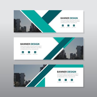 Yeşil üçgen kurumsal iş afiş şablon, iş afiş düzen şablonu düz tasarım reklam yatay ayarla, Web sitesi tasarımı için arka kapak üstbilgi arka planı temizle