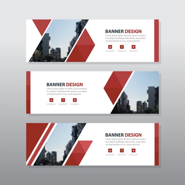 Red triangle abstract corporate business banner template, horizontal advertising business banner layout template flat design set , clean abstract cover header background for website design — Stock Vector