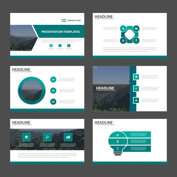 Grün abstrakte Präsentationsvorlagen, infografische Elemente Vorlage flaches Design Set für Geschäftsbericht Broschüre Flyer Broschüre Marketing Werbebanner Vorlage — Stockvektor