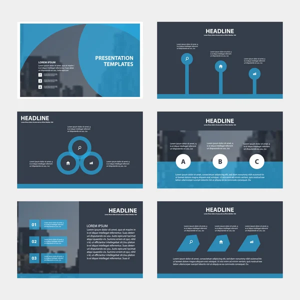 Blue Black Abstract presentatiesjablonen, platte sjabloonontwerp Infographic elementen instellen voor jaarlijkse verslag brochure flyer brochure marketing sjabloon voor spandoek reclame — Stockvector