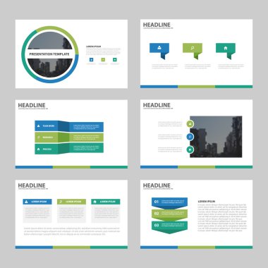 Yıllık rapor broşür el ilanı broşür reklam banner şablon pazarlama mavi yeşil soyut sunu şablonları Infographic öğeleri düz tasarım şablonu ayarla