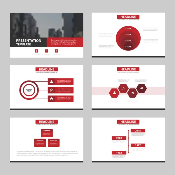 Sada pro výroční zpráva brožura leták leták marketing reklama šablona nápisu červená abstraktní prezentace šablony, Infographic prvky šablony plochý design — Stockový vektor