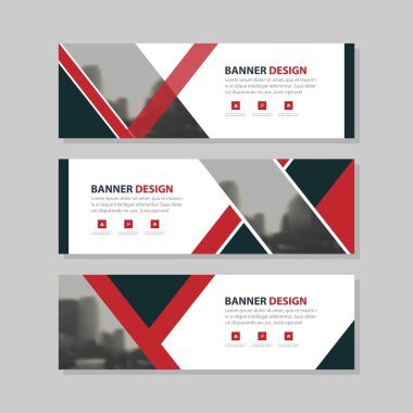 Kırmızı siyah üçgen soyut daire kurumsal iş afiş şablonu, yatay reklam iş afiş düzeni şablonu düz tasarım seti, web sitesi tasarımı için temiz soyut kapak üstbilgi arka plan