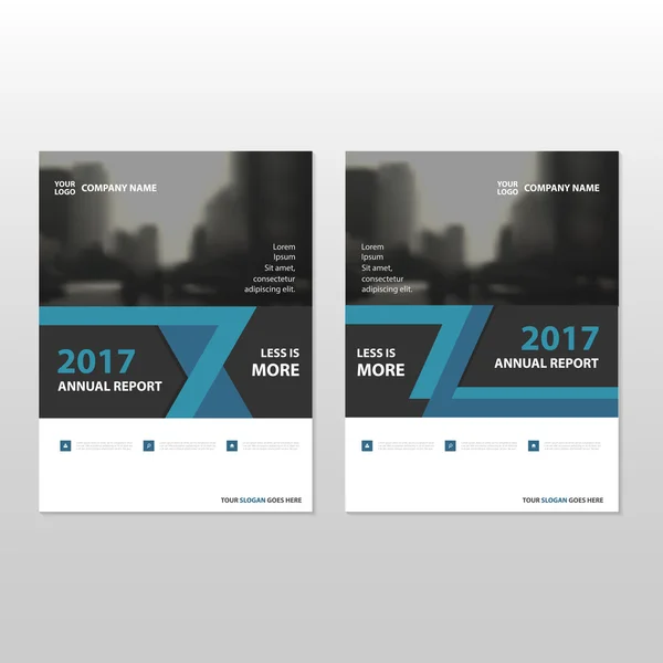 Kék fekete háromszög vektor éves jelentés tájékoztató brosúra és röplap sablon design, könyvborító layout tervezés, absztrakt üzleti bemutató sablon, A4-es méretű kialakítás — Stock Vector