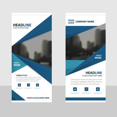 Mavi üçgen iş broşür afiş afiş tasarımı, kapak sunu soyut geometrik arka plan, modern yayın x- ve bayrak-banner, dikdörtgen boyutu düzende SAR.