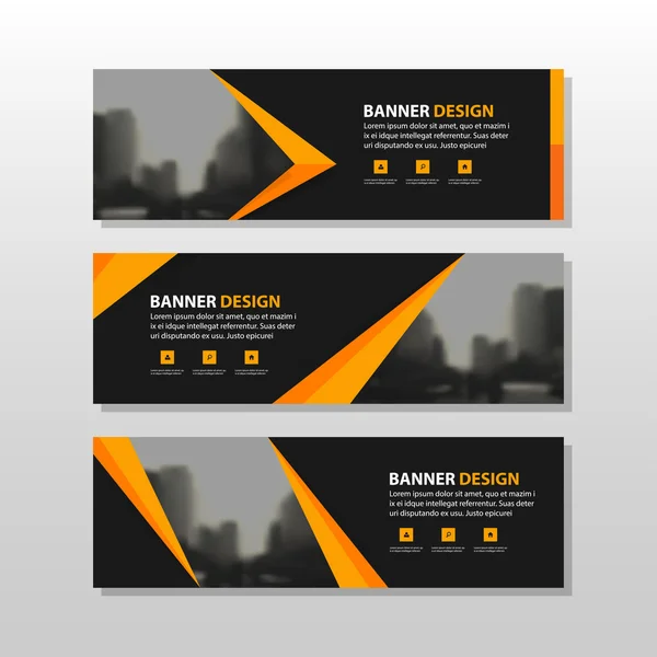 Orange black triangle square abstract corporate business banner template, horizontal advertising business banner layout template flat design set , clean abstract cover header background for website design