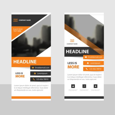 Turuncu siyah üçgen soyut Business Roll Up Banner düz tasarım şablonu, Soyut Geometrik afiş şablonu Vektör illüstrasyon seti, soyut sunum broşür el ilanı şablonu dikey şablon vektör