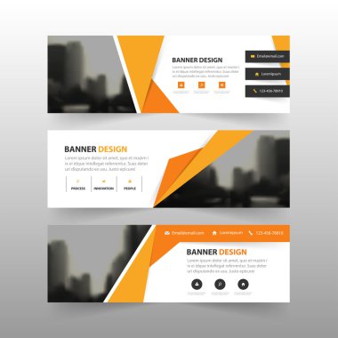 Turuncu sarı soyut çokgen kurumsal iş afiş şablonu, yatay reklam iş afiş düzeni şablonu düz tasarım seti , web sitesi tasarımı için temiz soyut kapak başlık arka plan