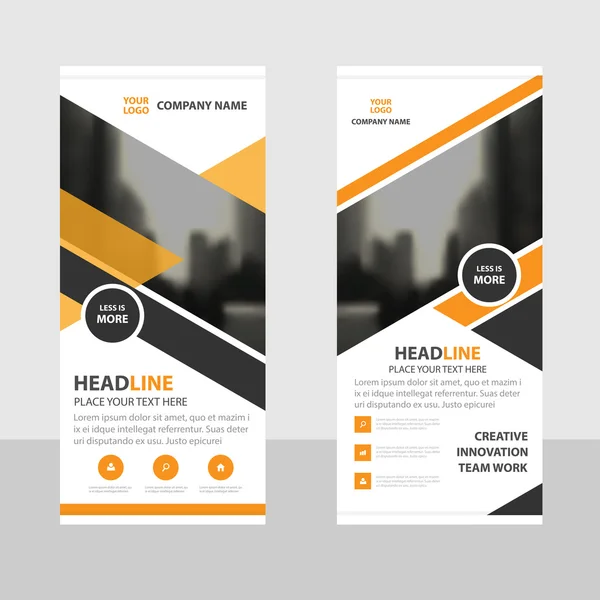 Orange black triangle Business Roll Up Banner flat design template ,Abstract Geometric banner template Vector illustration set, abstract presentation brochure flyer template vertical template vector — Διανυσματικό Αρχείο