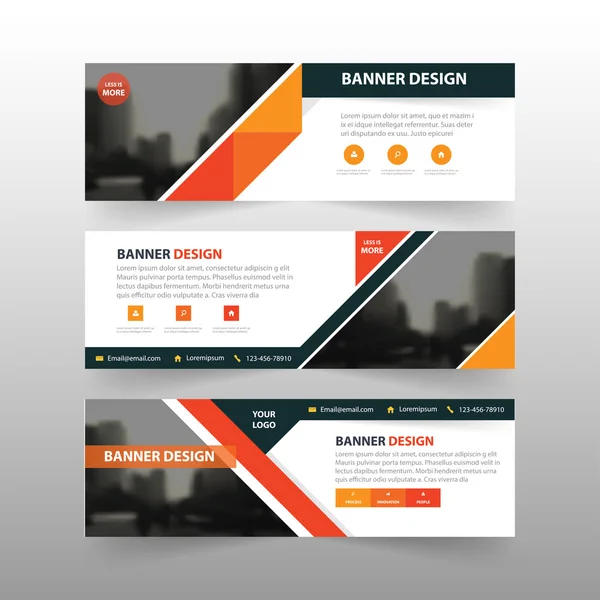 Orange black triangle abstract corporate business banner template, horizontal advertising business banner layout template flat design set, clean abstract cover header background for website design — Vetor de Stock