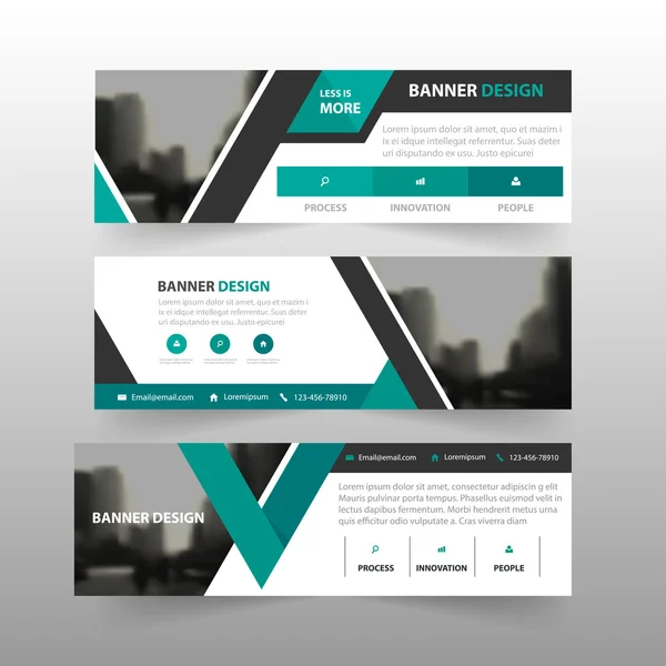 Grün schwarz Dreieck Corporate Business Banner Vorlage, horizontale Werbung Business Banner Layout-Vorlage flache Design-Set, sauber abstrakte Cover-Header Hintergrund für Website-Design — Stockvektor