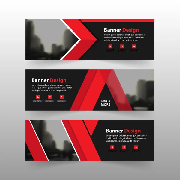 Modelo de banner de negócios corporativo vermelho, modelo de layout de banner de negócios de publicidade horizontal conjunto de design plano, fundo de cabeçalho de capa abstrato limpo para design de site —  Vetores de Stock