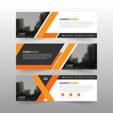 Turuncu soyut kurumsal iş afiş şablonu, yatay reklam iş afiş düzeni şablonu düz tasarım seti, web sitesi tasarımı için temiz soyut kapak üstbilgi arka plan