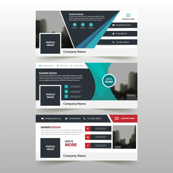 Blau rot grün Dreieck abstrakte Corporate Business Banner Vorlage, horizontale Werbung Business Banner Layout-Vorlage flache Design-Set, sauber abstrakte Cover-Header Hintergrund für Website-Design — Stockvektor