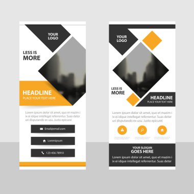 Sarı siyah üçgen iş Roll Up Banner düz tasarım şablonu, soyut geometrik banner şablon vektör çizim set, soyut tanıtım broşür el ilanı şablonu dikey şablon vektör