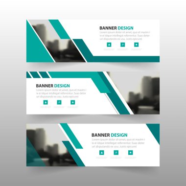 Yeşil soyut üçgen kurumsal iş banner şablon, iş afiş düzen şablonu düz tasarım reklam yatay ayarla, Web sitesi tasarımı için arka kapak üstbilgi arka planı temizle