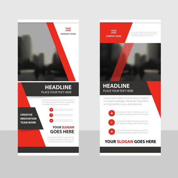 Red Business Roll Up Banner modelo de design plano, modelo de banner geométrico abstrato Conjunto de ilustrações vetoriais, modelo de folheto de apresentação abstrata modelo de folheto vetor de modelo vertical —  Vetores de Stock