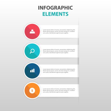 Soyut daire etiket iş Infographics elemanları, sunum şablonu web tasarımı için düz tasarım vektör illüstrasyon